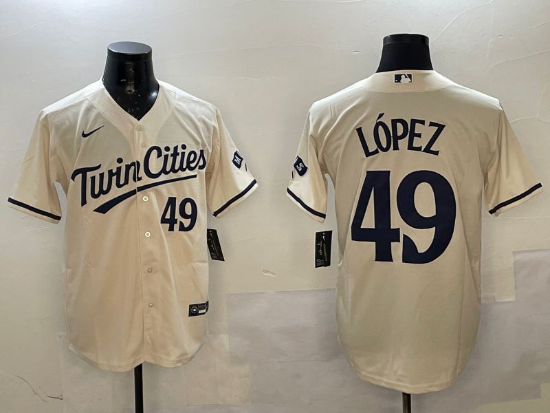 Men Minnesota Twins #49 Lopez Cream Game 2025 Nike MLB Jersey style 3